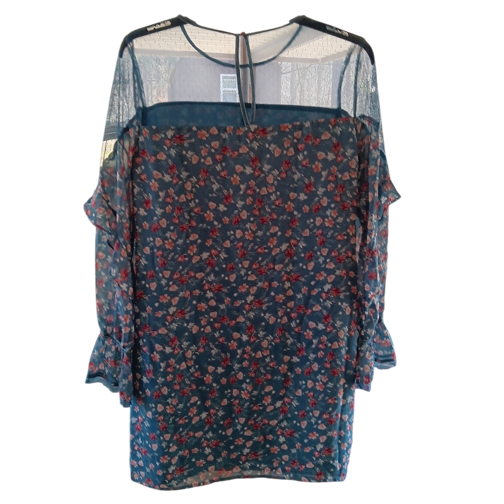 Miami Navy Floral Long Sleeve Midi Dress Or Blouse